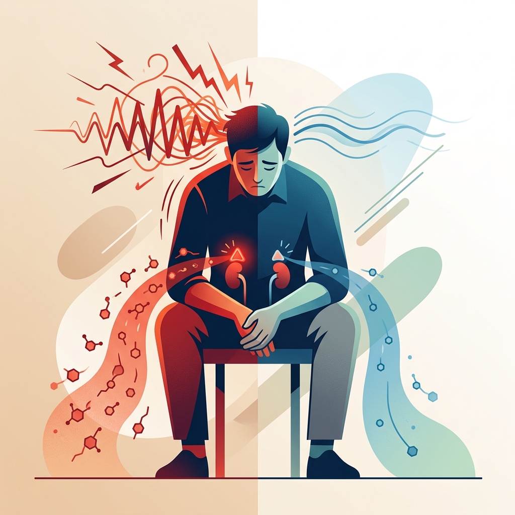 Ilustración del estrés crónico y su impacto en el cortisol corporal