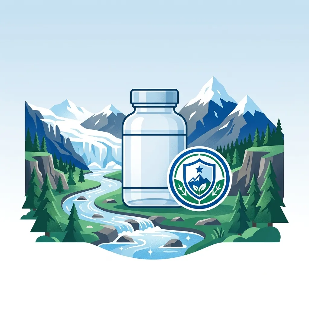 Concepto del Estándar Patagonia: suplemento limpio rodeado de montañas y naturaleza prístina