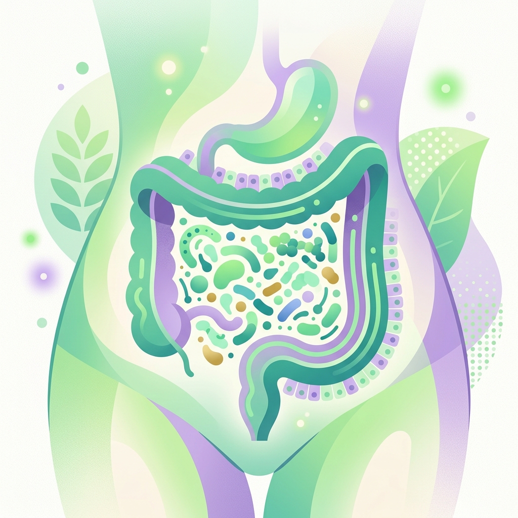 Intestino saludable con microbiota equilibrada y pared intestinal intacta