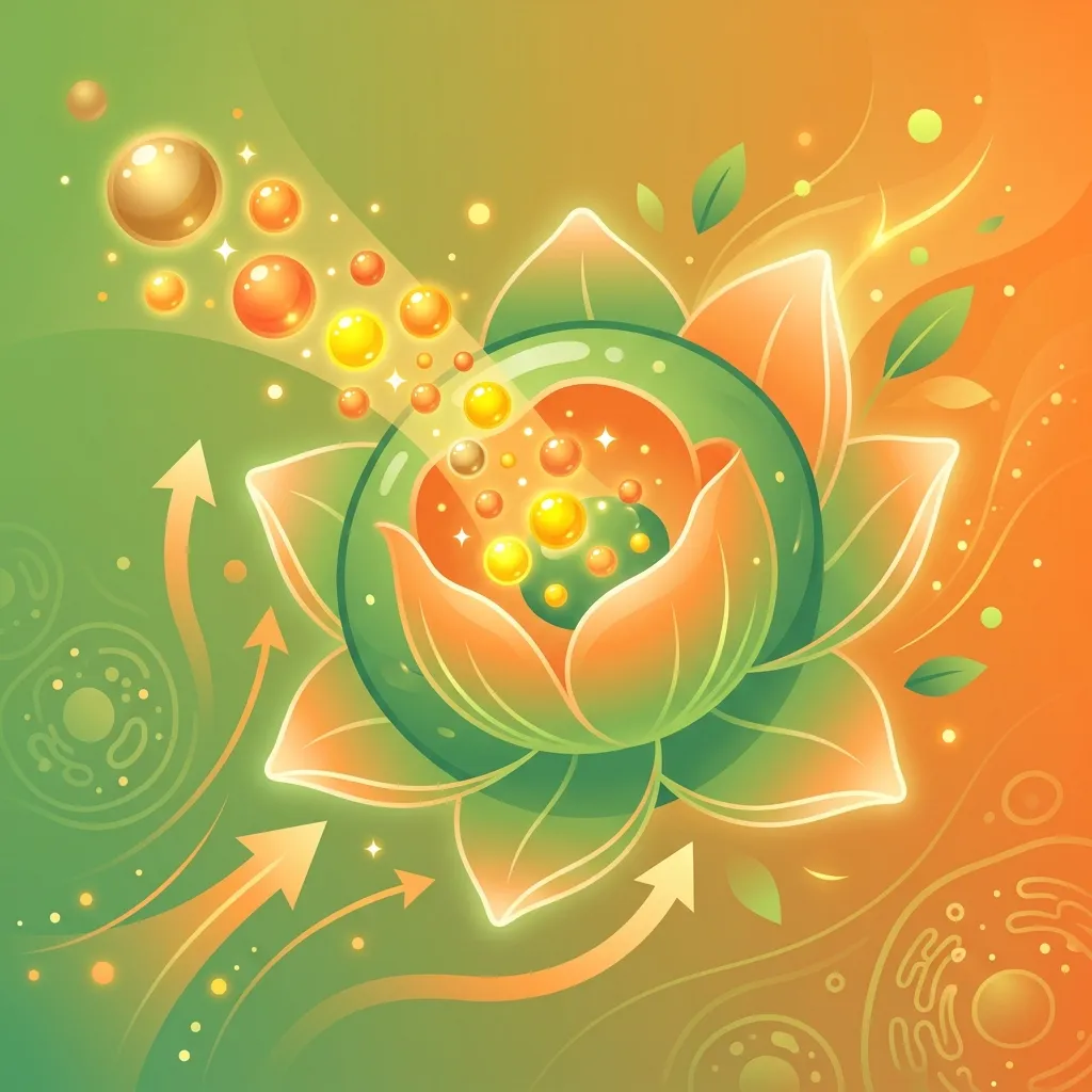 Célula abriéndose para recibir selenio, zinc y cromo, reactivando el metabolismo