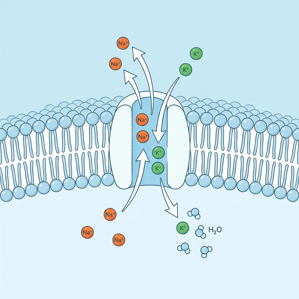 Balance sodio-potasio en las células mostrando cómo el potasio saca el exceso de agua de los tejidos
